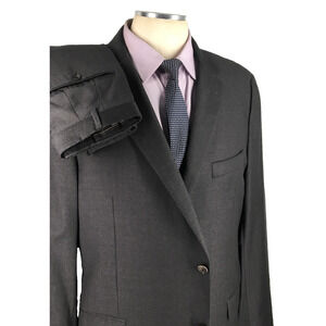 48L Hickey Freeman USA Beacon Mens 2 Button Pure Wool Suit Pencil Gray Pants 42